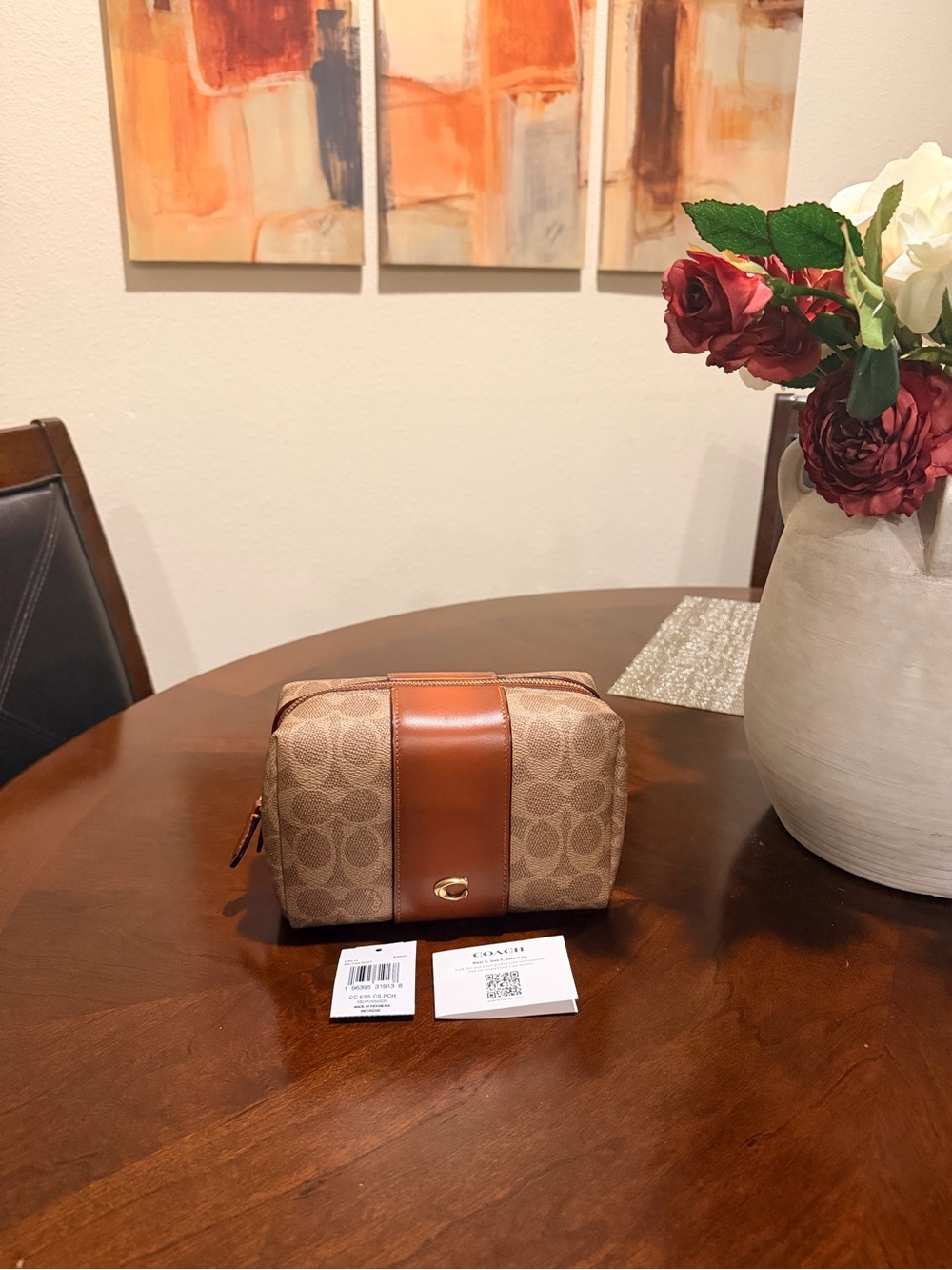 Coach Cosmetic Pouch in Signature Canvas and Leather NWT